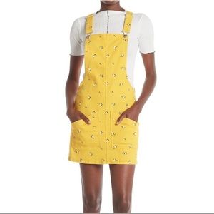 BRAND NEW Love Fire Yellow Floral Overall Dress Size Large